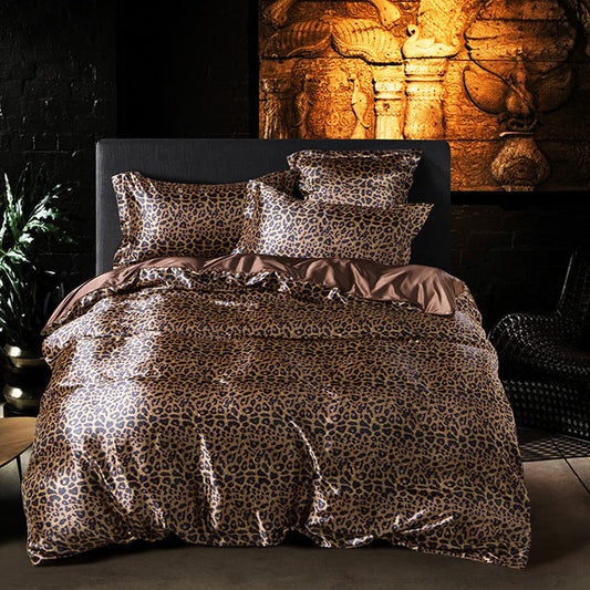 KTX-127571 Silky Double-Sided Ice Silk Washed Silk Four-Piece Bedding Set with Elegant Design