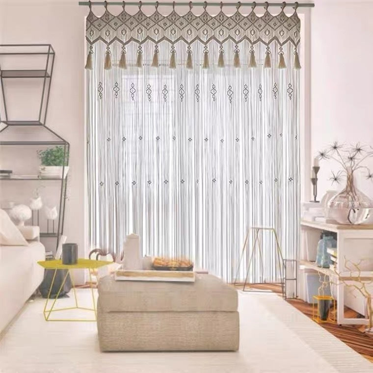 KTX-129427 Hand-Woven Bohemian Tapestry Curtain for Home Decor and Wedding Backdrops