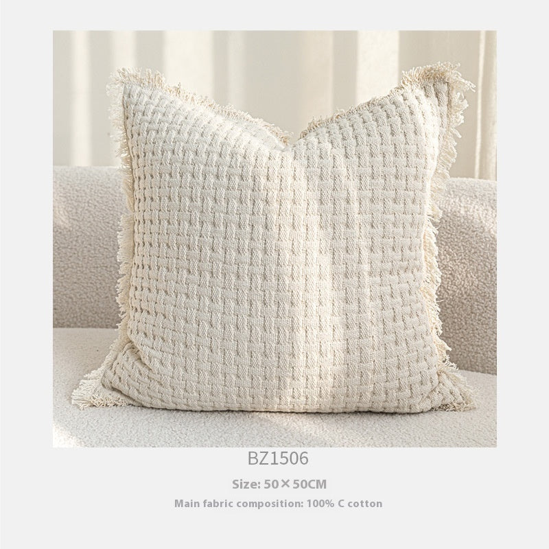 KTX-129619 Cream Velvet Throw Pillowcase with Three-Dimensional Embroidery – Various Sizes Available