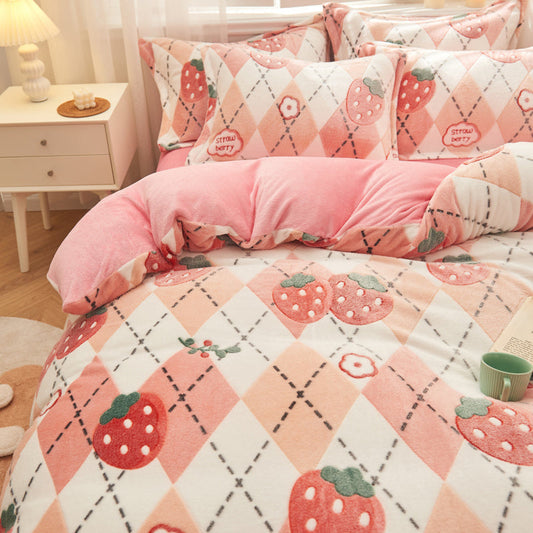 KTX-130707 Double-Sided Milk Velvet Soft Quilt Cover in Fashionable Design