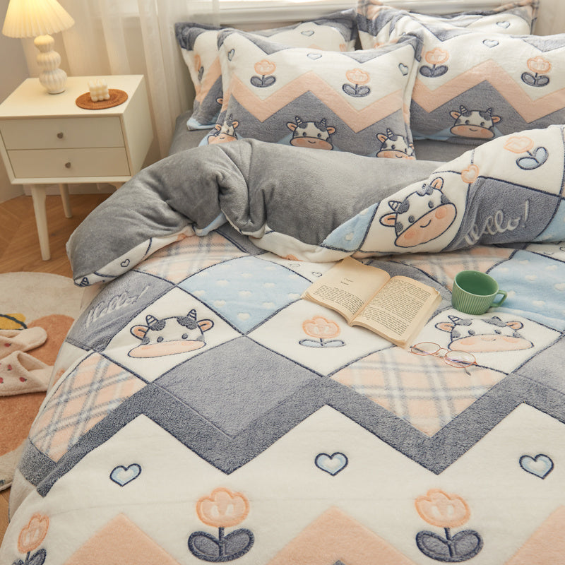 KTX-130707 Double-Sided Milk Velvet Soft Quilt Cover in Fashionable Design