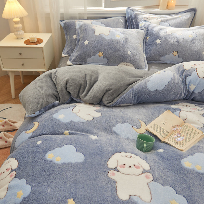 KTX-130707 Double-Sided Milk Velvet Soft Quilt Cover in Fashionable Design