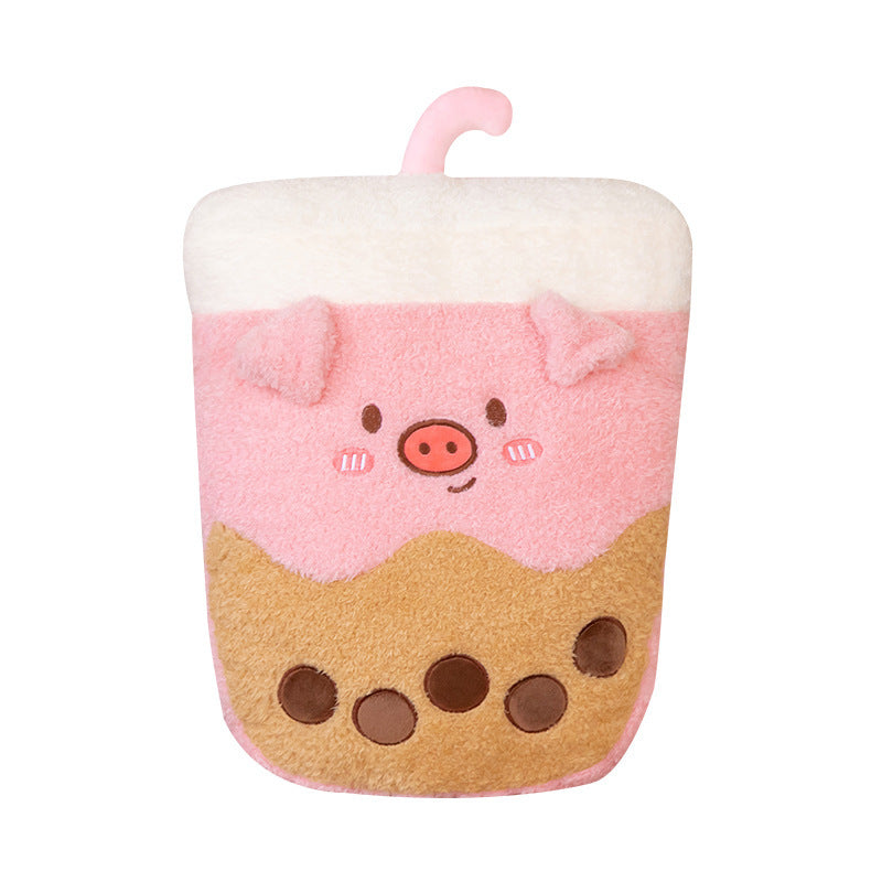 KTX-134163 Plush Milk Tea Hand Warmer - Cute Husky, Bear, and Pig Designs (30*40cm)