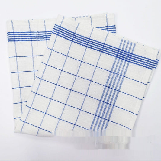 KTX-134739 Linen Cotton Yarn-Dyed Plaid Kitchen Towel in Blue - Fast Absorption and Durable Design