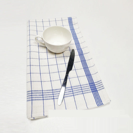 KTX-134739 Linen Cotton Yarn-Dyed Plaid Kitchen Towel in Blue - Fast Absorption and Durable Design