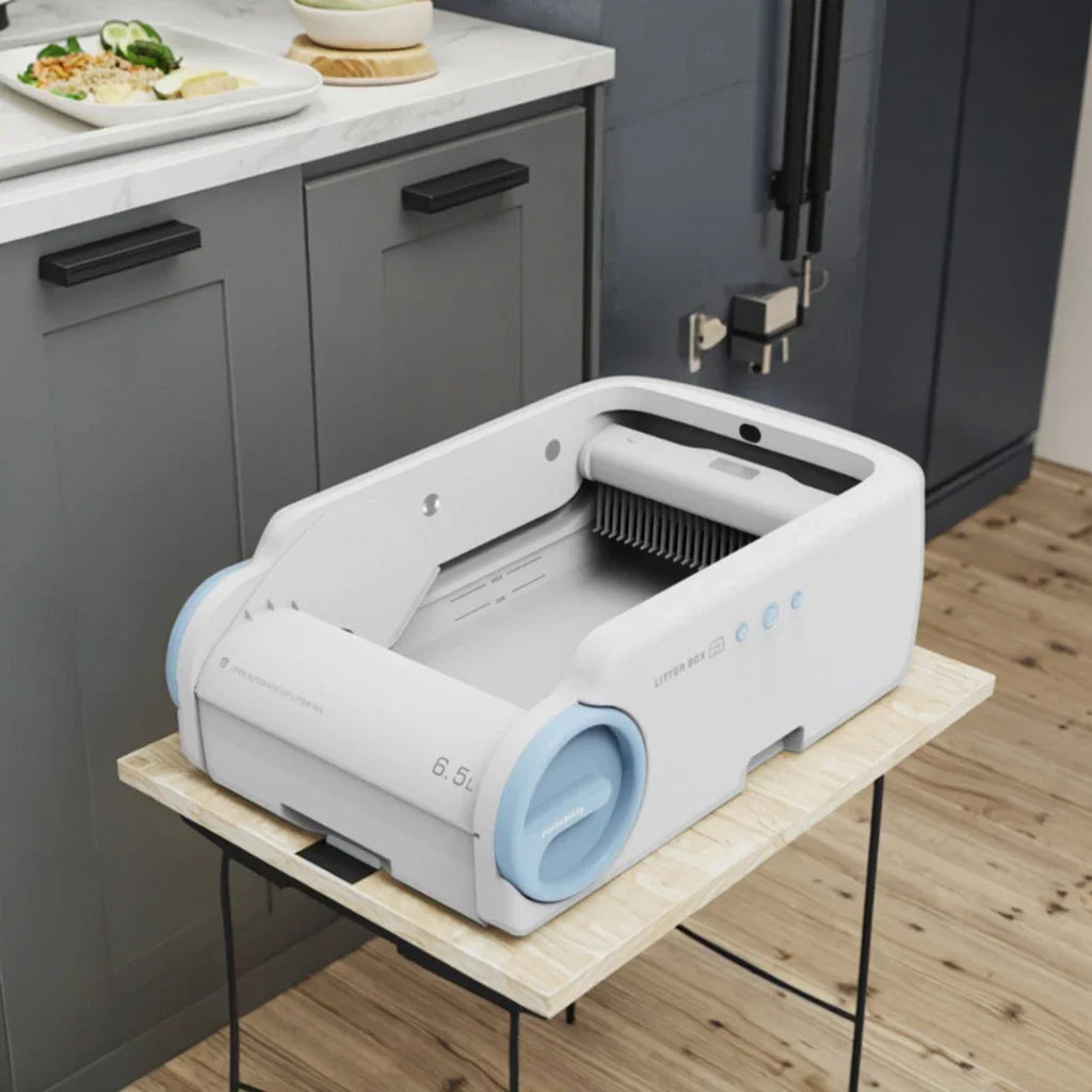 KTX-135763 Large Capacity Stainless Steel Cat Litter Box with Semi-Closed Design and Easy Clean Features