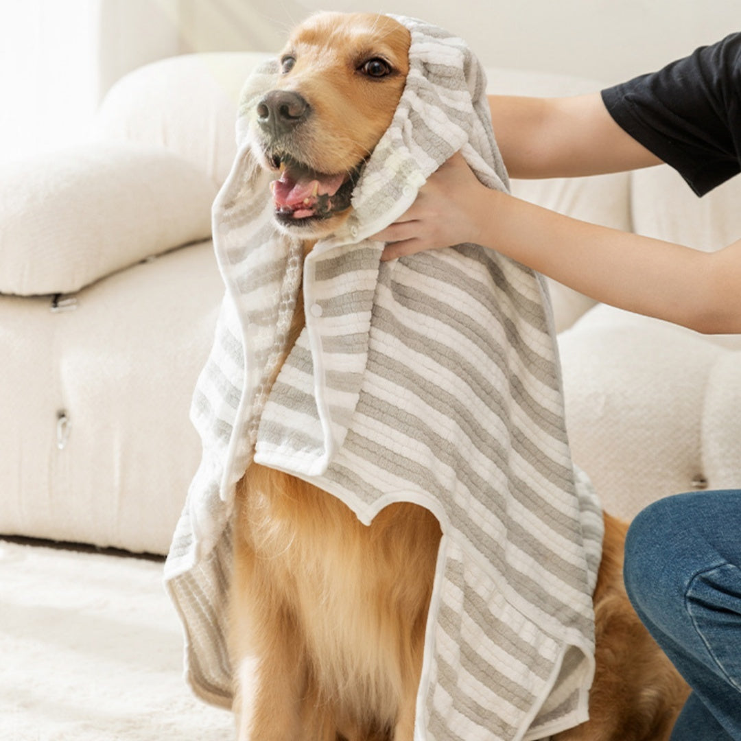 KTX-135891 Extra Large Quick-Drying Dog and Cat Bathrobe in Corn Velvet - Milo Grey, Oli Pink, Pau Brown