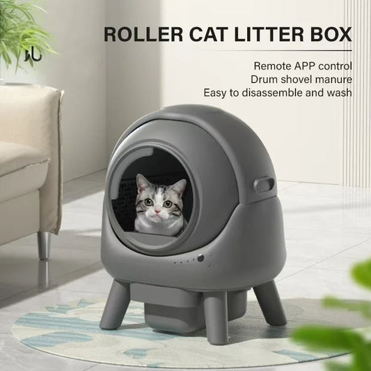 KTX-136915 Smart Automatic Cat Litter Box with 8L Capacity and Tuya App Control, Easy Clean for Short-Leg Cats