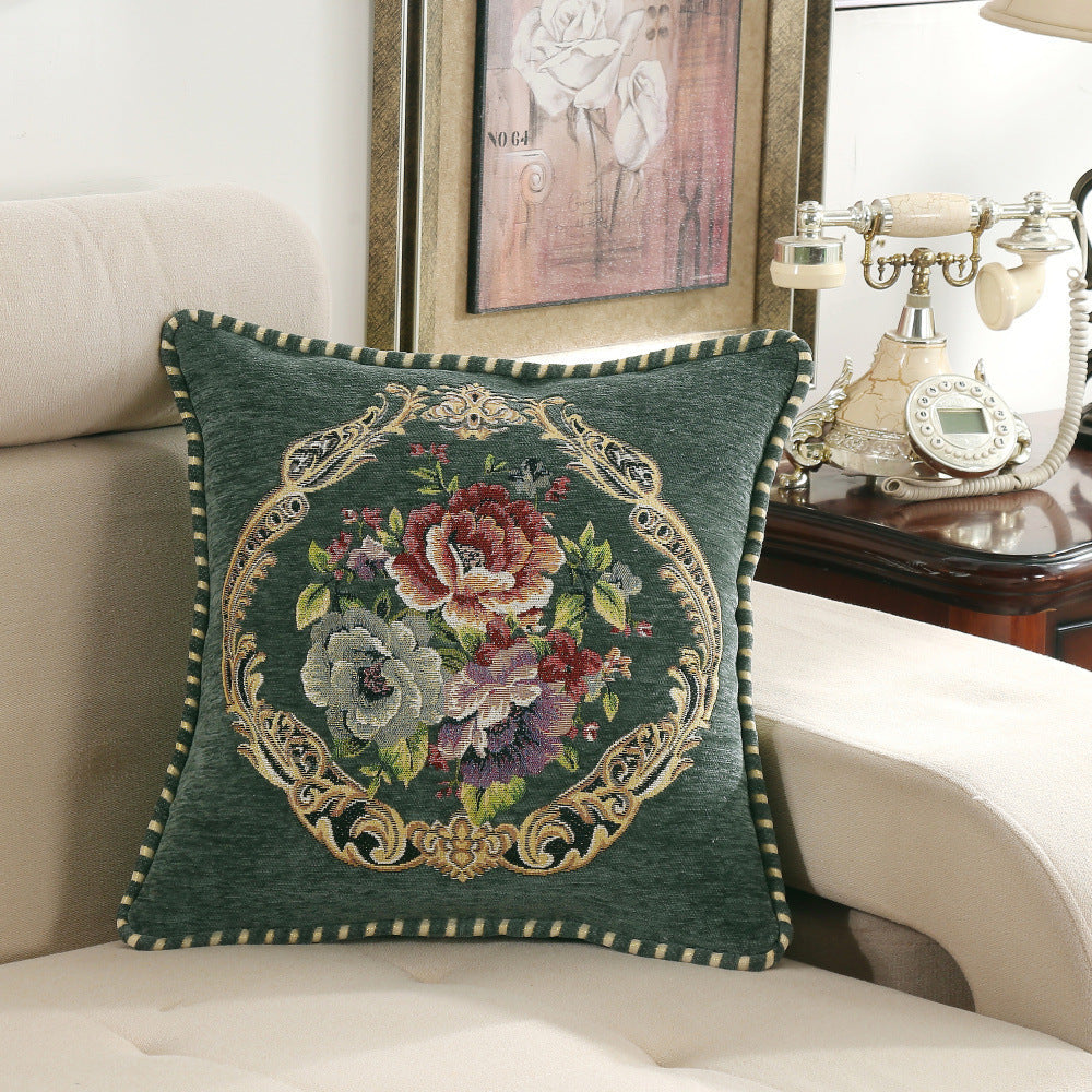 KTX-137427 Simple Chenille Flower Pillow - Modern Botanical Design in Multiple Colors (48x48cm)