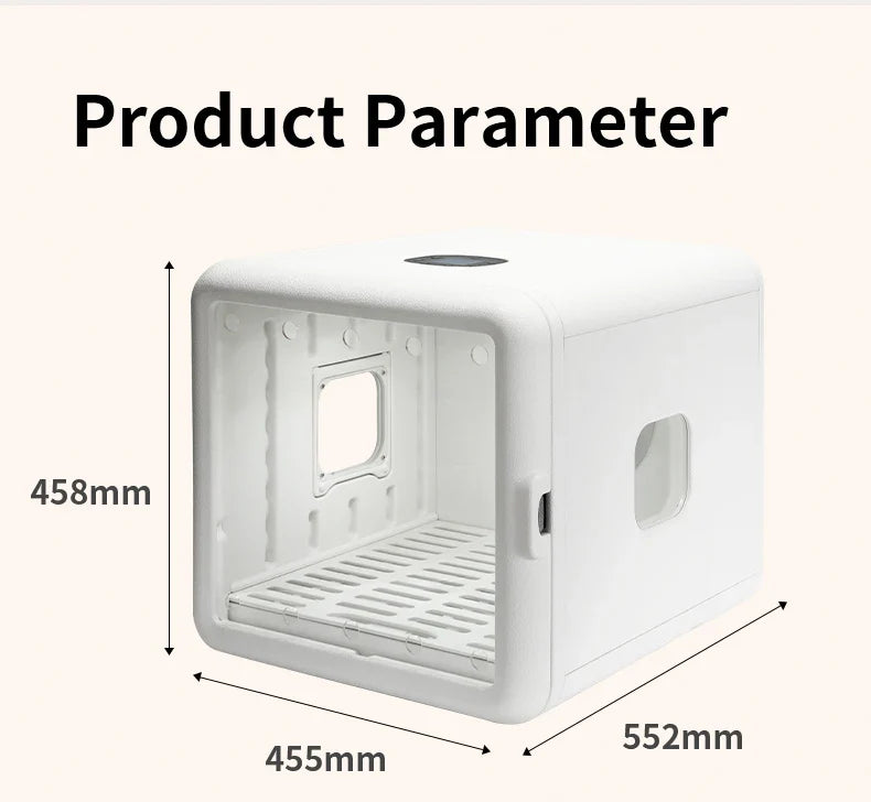 KTX-137875 Silent Eco-Friendly Pet Dryer Box for Small Animals - Rechargeable ABS+PE Material