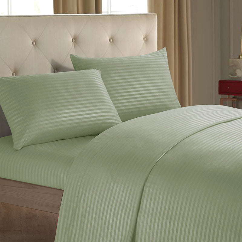 KTX-137939 Imitation Satin Striped Bedding Set - Four-Piece Home Textile Collection in Multiple Colors