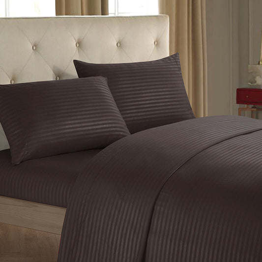 KTX-137939 Imitation Satin Striped Bedding Set - Four-Piece Home Textile Collection in Multiple Colors