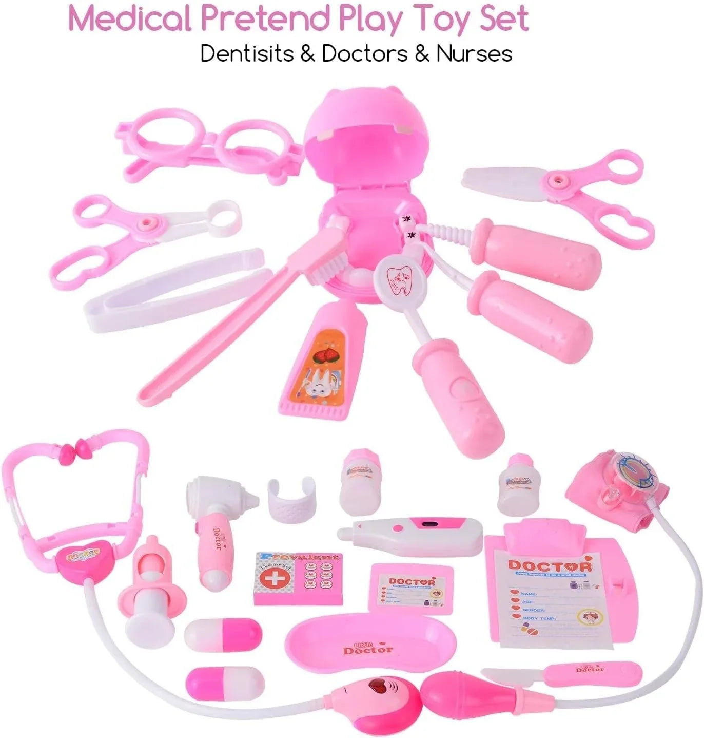 KTX-138451 39-Piece Educational Doctor Play Set for Kids Aged 2-7, Includes Dental Tools, ABS Plastic, Unisex