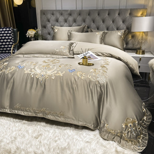 KTX-138771 Luxury Satin Wedding Four Piece Bed Set with Essential Oil Fragrance, Available in Multiple Baroque Colors