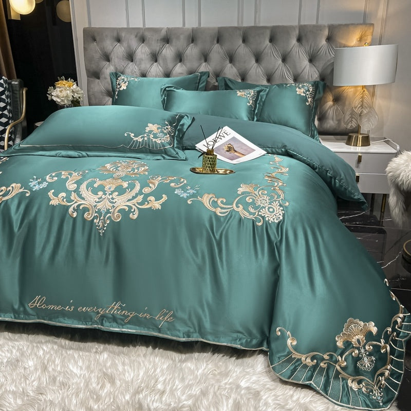 KTX-138771 Luxury Satin Wedding Four Piece Bed Set with Essential Oil Fragrance, Available in Multiple Baroque Colors