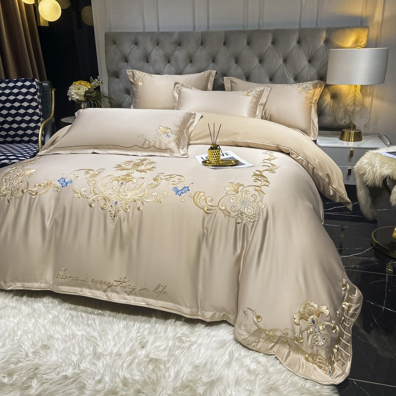 KTX-138771 Luxury Satin Wedding Four Piece Bed Set with Essential Oil Fragrance, Available in Multiple Baroque Colors