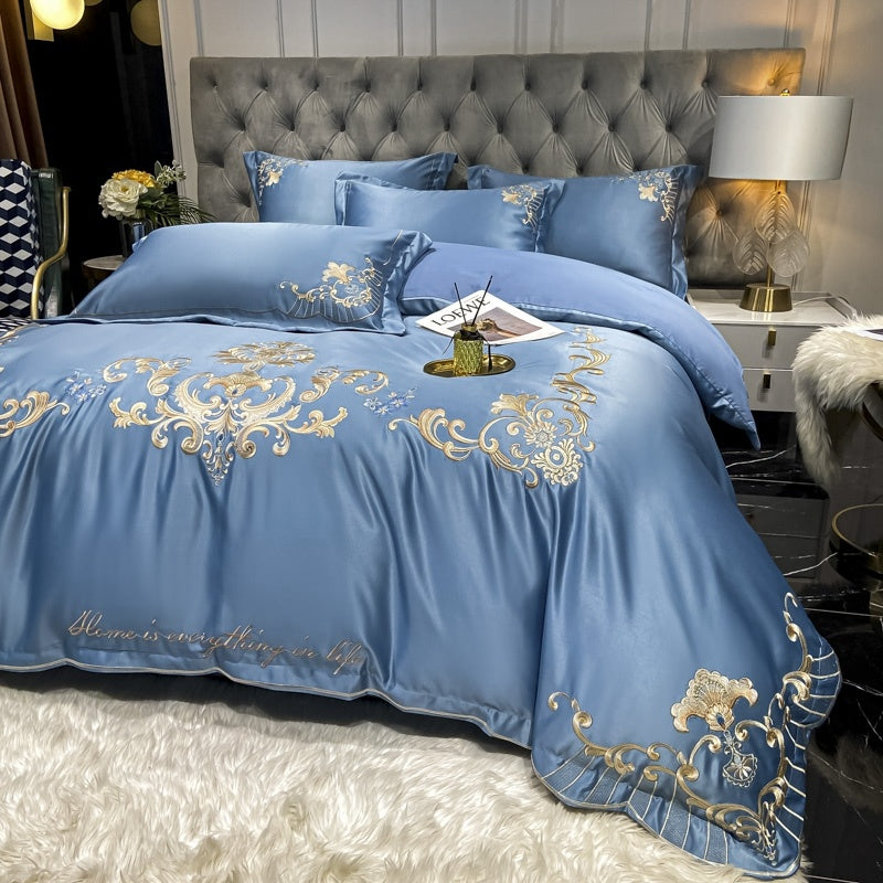 KTX-138771 Luxury Satin Wedding Four Piece Bed Set with Essential Oil Fragrance, Available in Multiple Baroque Colors