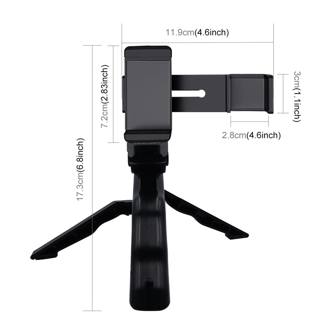 KTX-138835 Mobile Phone Holder with Folding Tripod Stand - Black