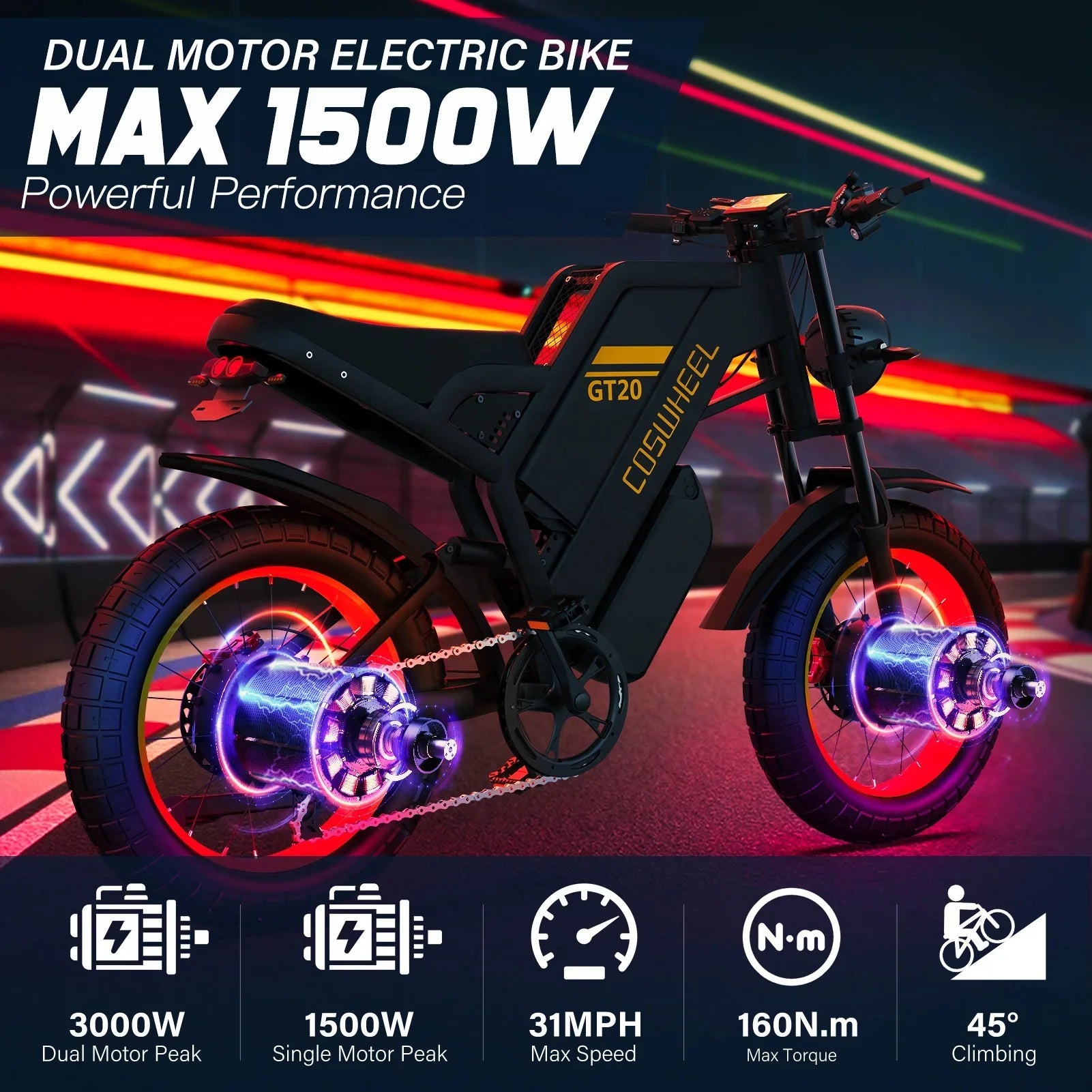 KTX-139475 Powerful Dual Motor Electric Mountain Bike – 3000W, 48V 40AH, Dual Battery, Advanced Suspension, 40-60km/h Speed