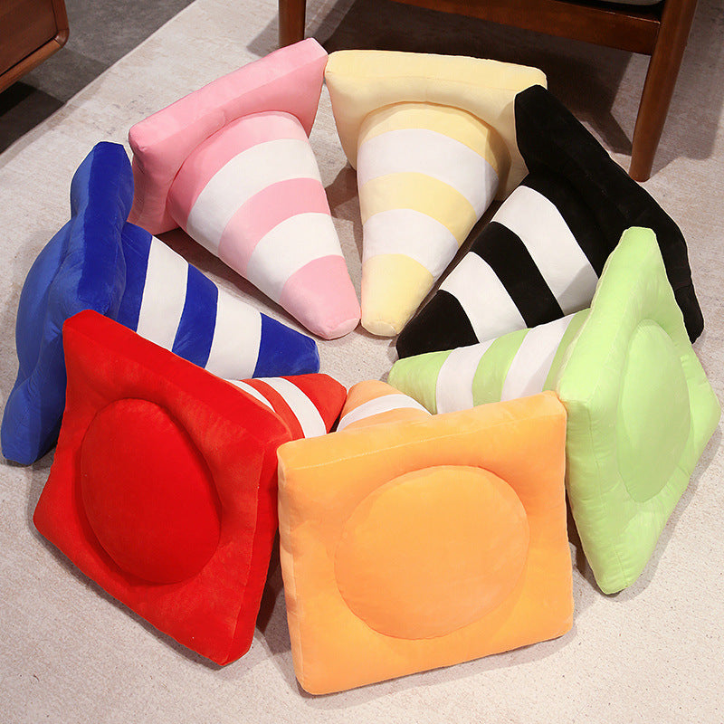 KTX-139731 Creative Round Cone Pillow - Colorful Ice Cream Cone Design for Home and Sofa