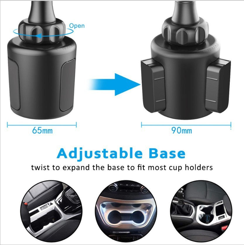 KTX-139987 Multifunctional Adjustable Car Cup Holder Phone Mount with 360-Degree Flexibility