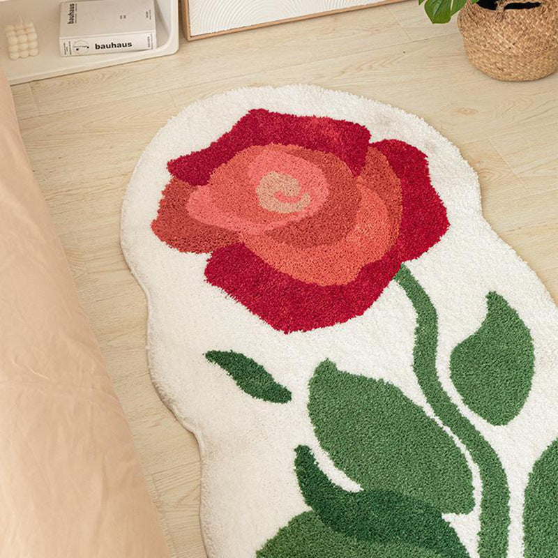 KTX-140755 Tulip Plush Bedside Blanket in Floral Patterns - Soft Polyester Fiber, Multiple Sizes Available