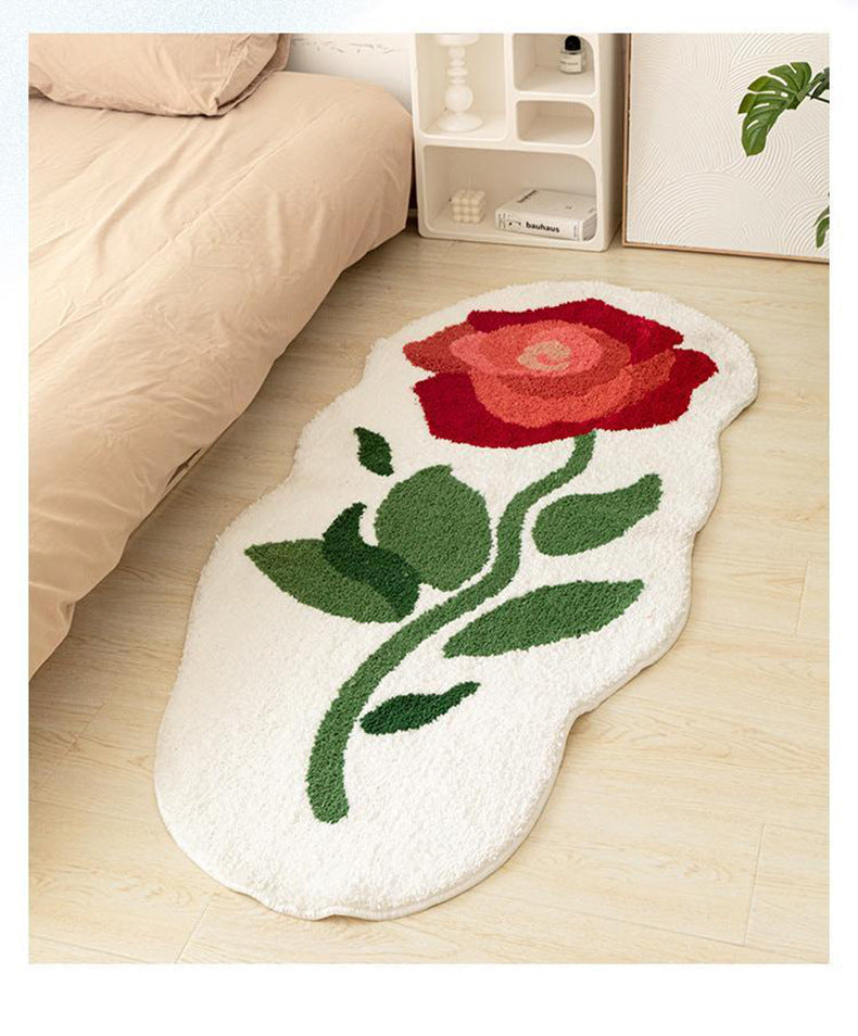 KTX-140755 Tulip Plush Bedside Blanket in Floral Patterns - Soft Polyester Fiber, Multiple Sizes Available