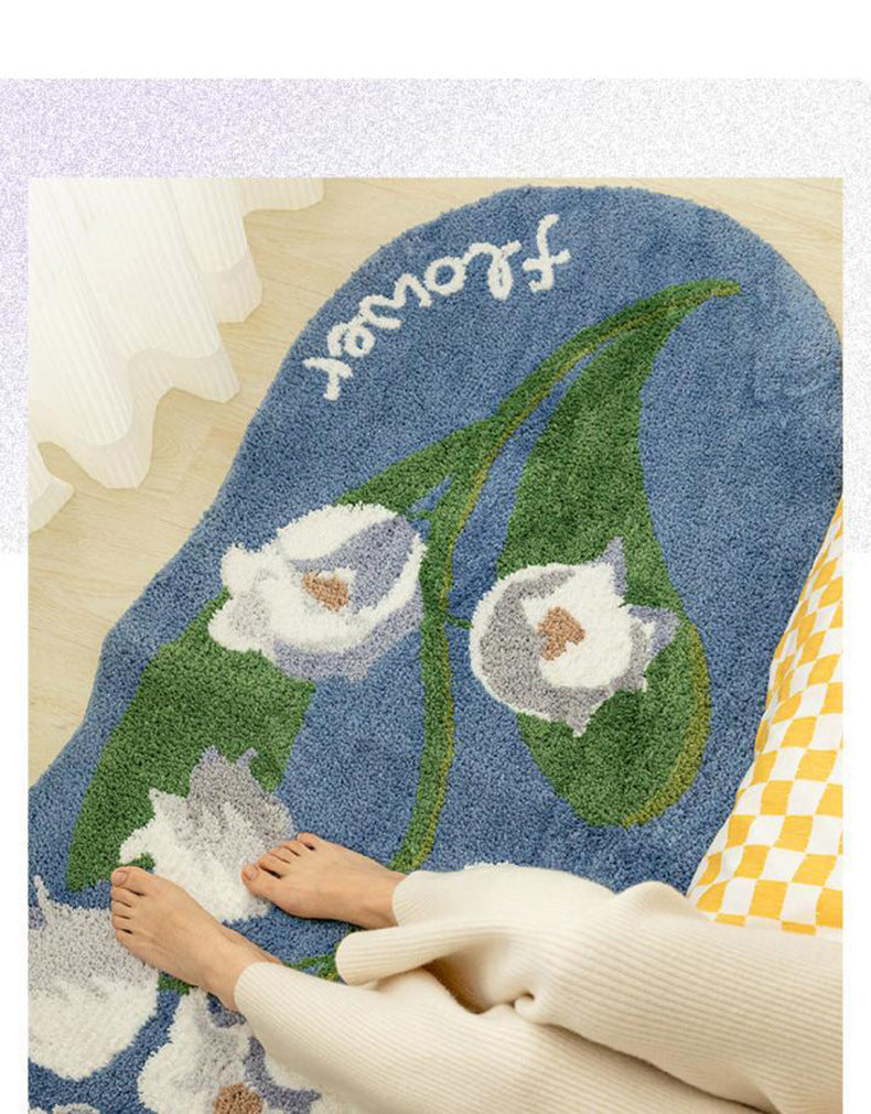 KTX-140755 Tulip Plush Bedside Blanket in Floral Patterns - Soft Polyester Fiber, Multiple Sizes Available