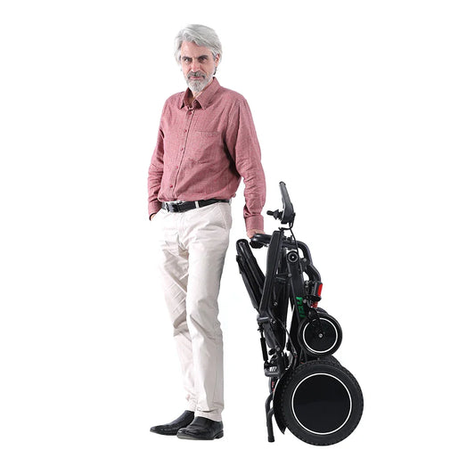 KTX-140947 Electric Wheelchair D15C for Seniors - Black Metal Frame, 20 km Range, 6 km/h Speed, Removable Battery