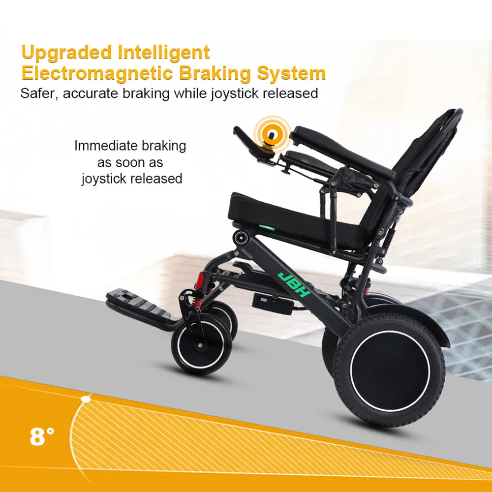 KTX-140947 Electric Wheelchair D15C for Seniors - Black Metal Frame, 20 km Range, 6 km/h Speed, Removable Battery