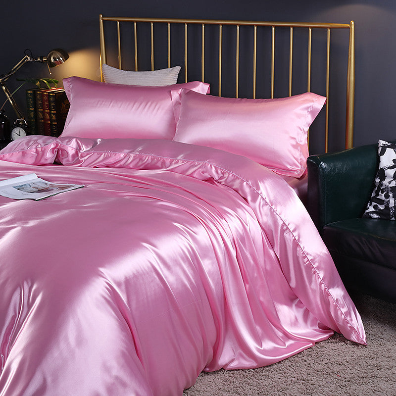 KTX-141395 Cool Cotton Quilt Cover Set - Satin Sheet in Ice Silk, Four-Piece Air Conditioner Ready