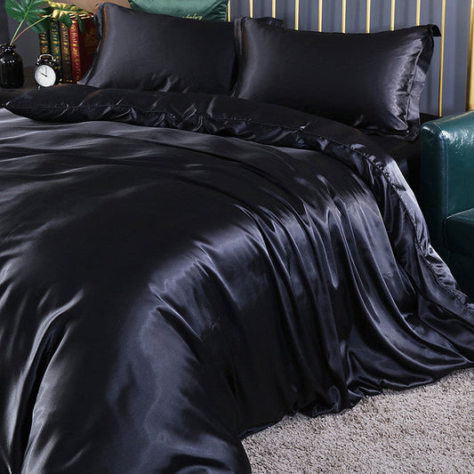 KTX-141395 Cool Cotton Quilt Cover Set - Satin Sheet in Ice Silk, Four-Piece Air Conditioner Ready