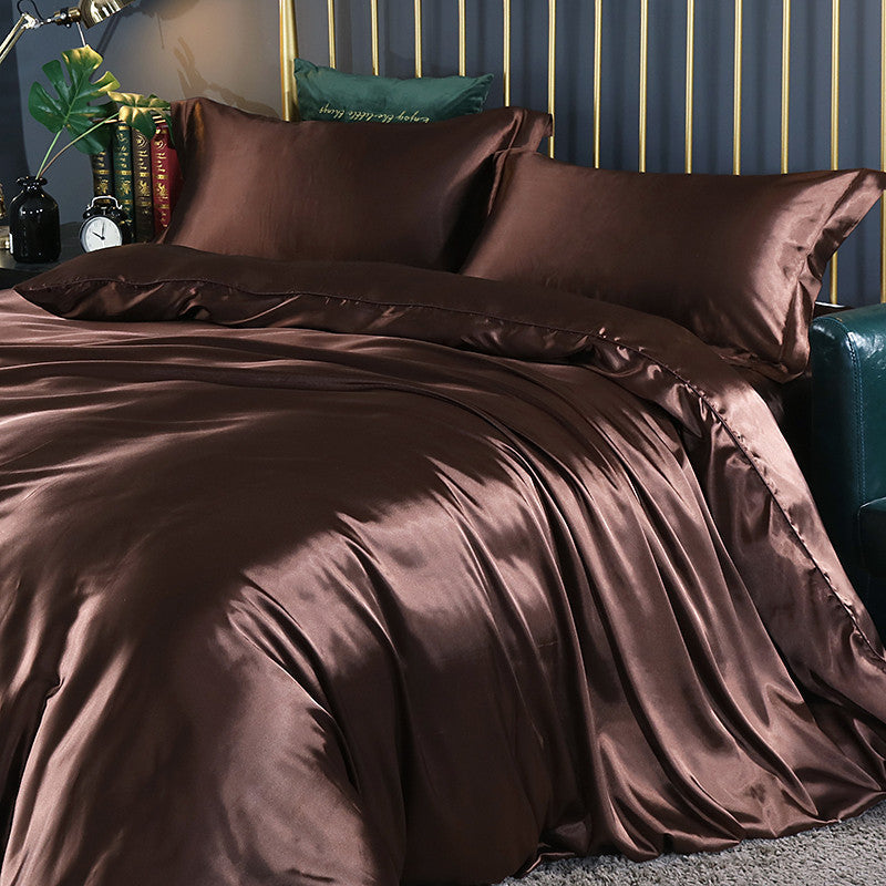 KTX-141395 Cool Cotton Quilt Cover Set - Satin Sheet in Ice Silk, Four-Piece Air Conditioner Ready
