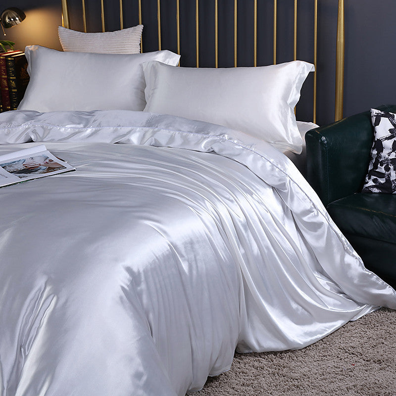 KTX-141395 Cool Cotton Quilt Cover Set - Satin Sheet in Ice Silk, Four-Piece Air Conditioner Ready