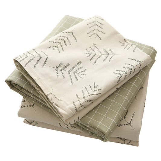 KTX-141907 Cotton Four-Piece Bed Sheet Set with American Pastoral Flower Print