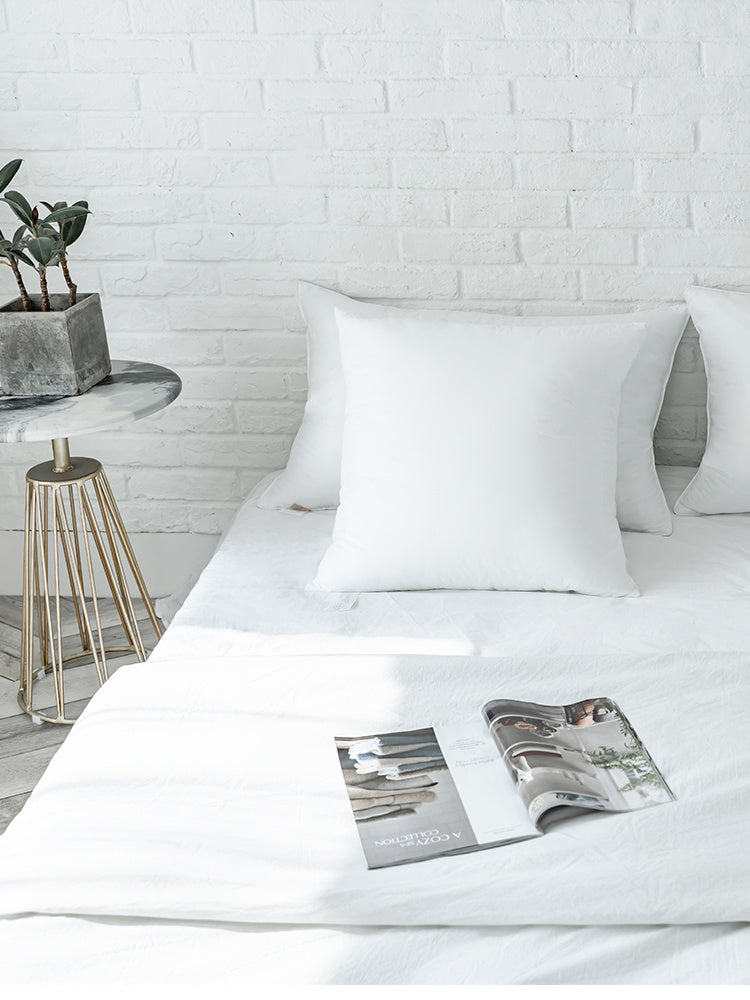 KTX-141907 Goose Feather Cotton Back Pillow - Modern Simplicity Cushion, Various Sizes Available