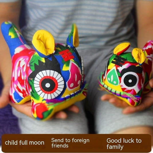 KTX-141907 Handmade Cloth Tiger Decoration in Various Colors – Unique Folk Craft Gift