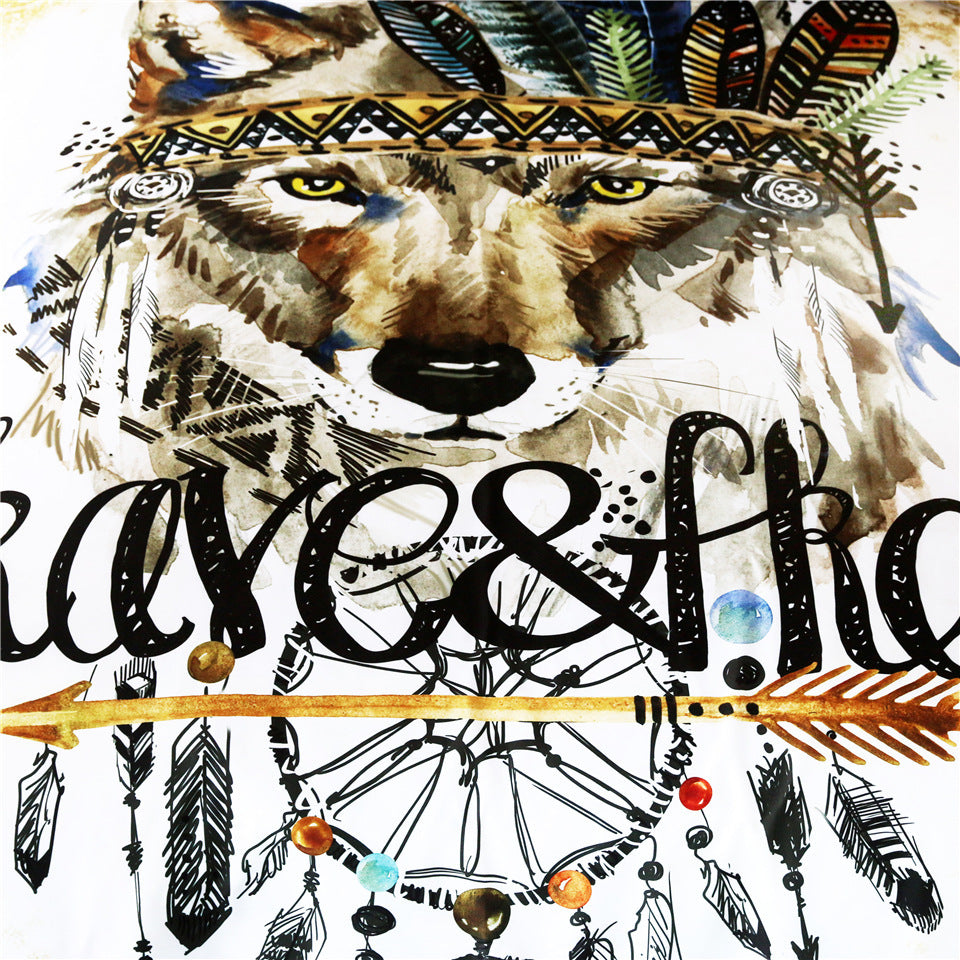 KTX-142035 Wolf Three-Piece Polyester Bedding Set in a Stylish Design