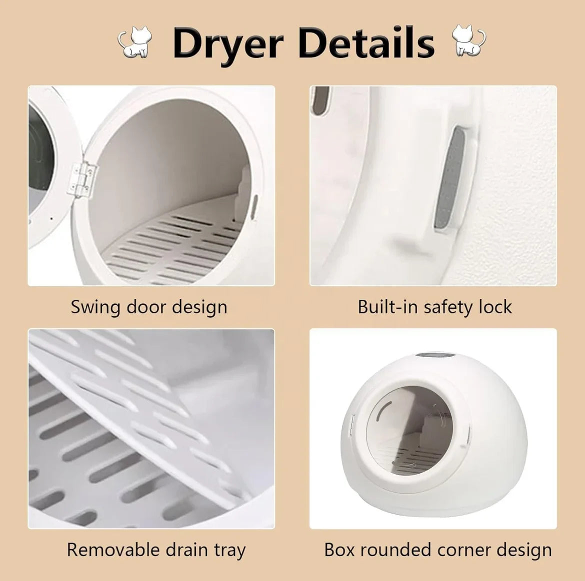 KTX-142483 Professional Pet Hair Dryer Box for Dogs, Cats, and Small Animals - Efficient Indoor Drying Machine