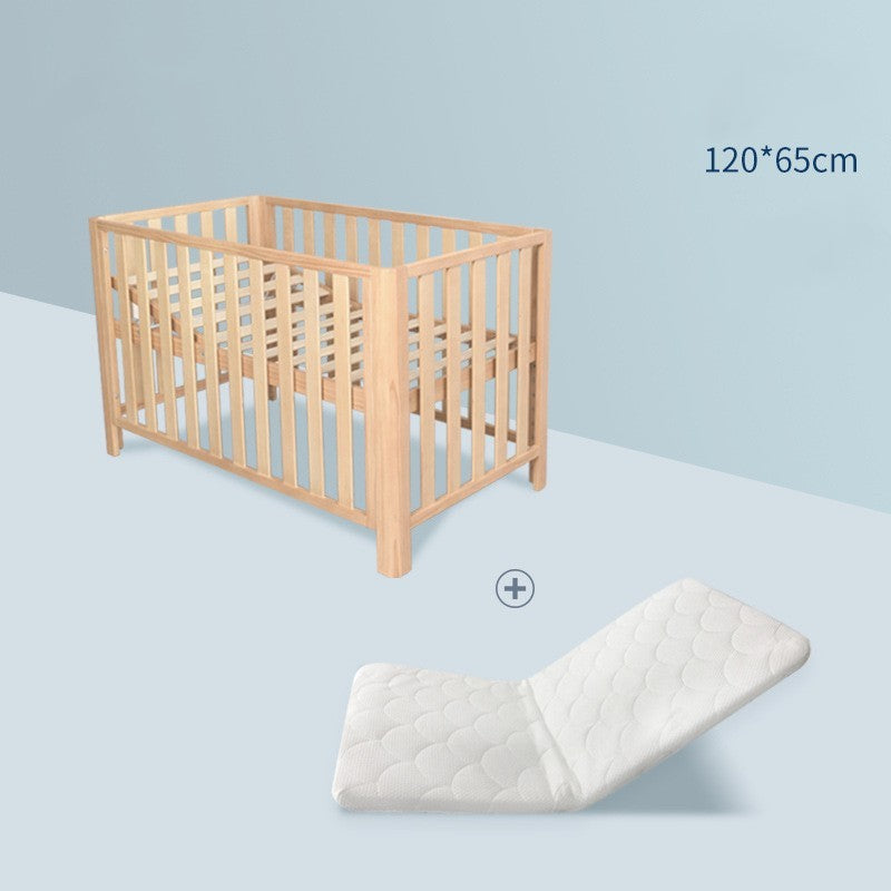 KTX-142547 Solid Wood Adjustable Children's Crib with Anti-Spill Latex Coconut Mattress - Modern Design