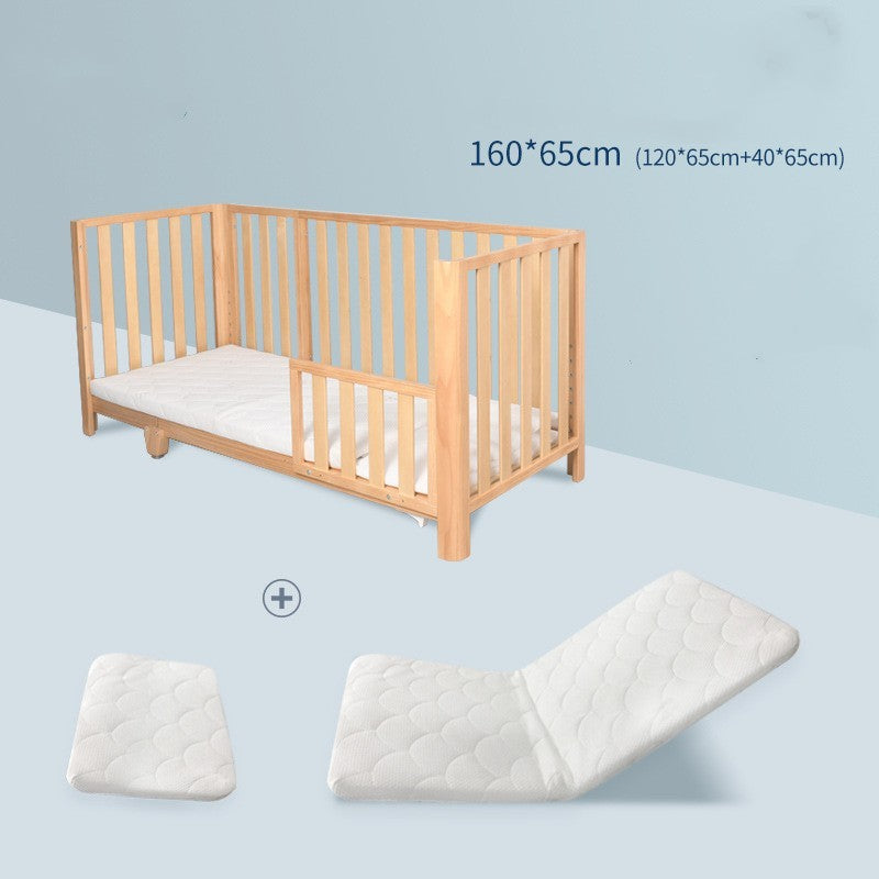 KTX-142547 Solid Wood Adjustable Children's Crib with Anti-Spill Latex Coconut Mattress - Modern Design
