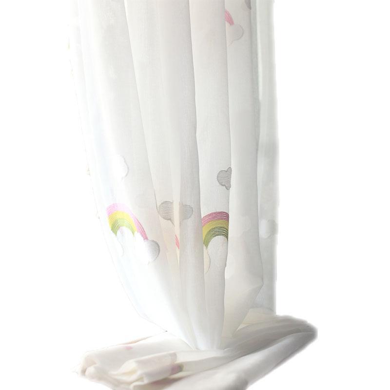KTX-144083 Rainbow Gauze Curtains with Pastoral Embroidery for Children's Rooms and Balconies