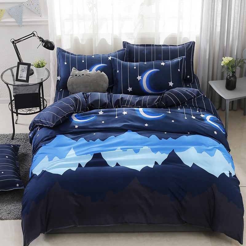 KTX-144211 Aloe Cotton 4-Piece Cartoon Print Bedding Set in Polyester Fiber