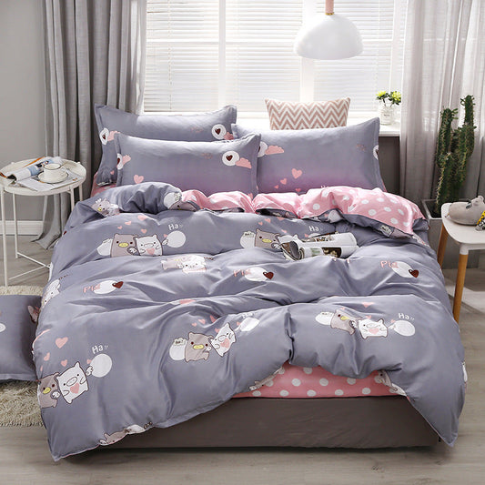 KTX-144211 Aloe Cotton 4-Piece Cartoon Print Bedding Set in Polyester Fiber