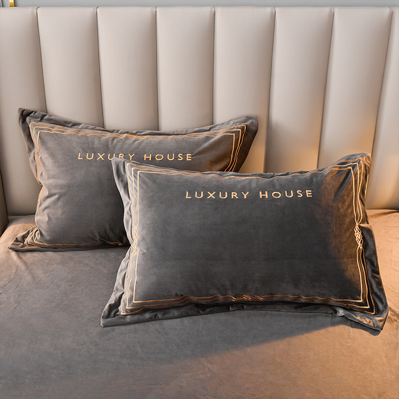 KTX-144211 Milk Velvet Embroidery Four-Piece Bedding Set for Various Bed Sizes