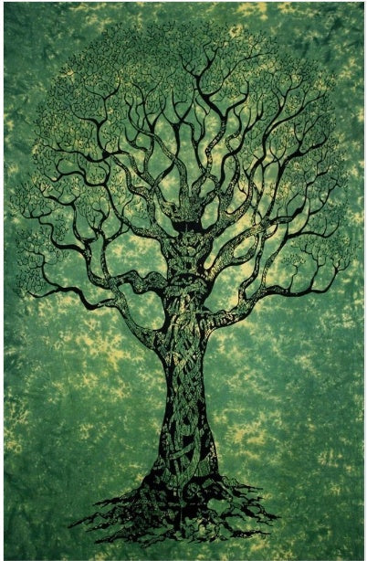 KTX-145235 Psychedelic Tree Landscape Tapestry with Forest and Starry Sky Design for Home Decor