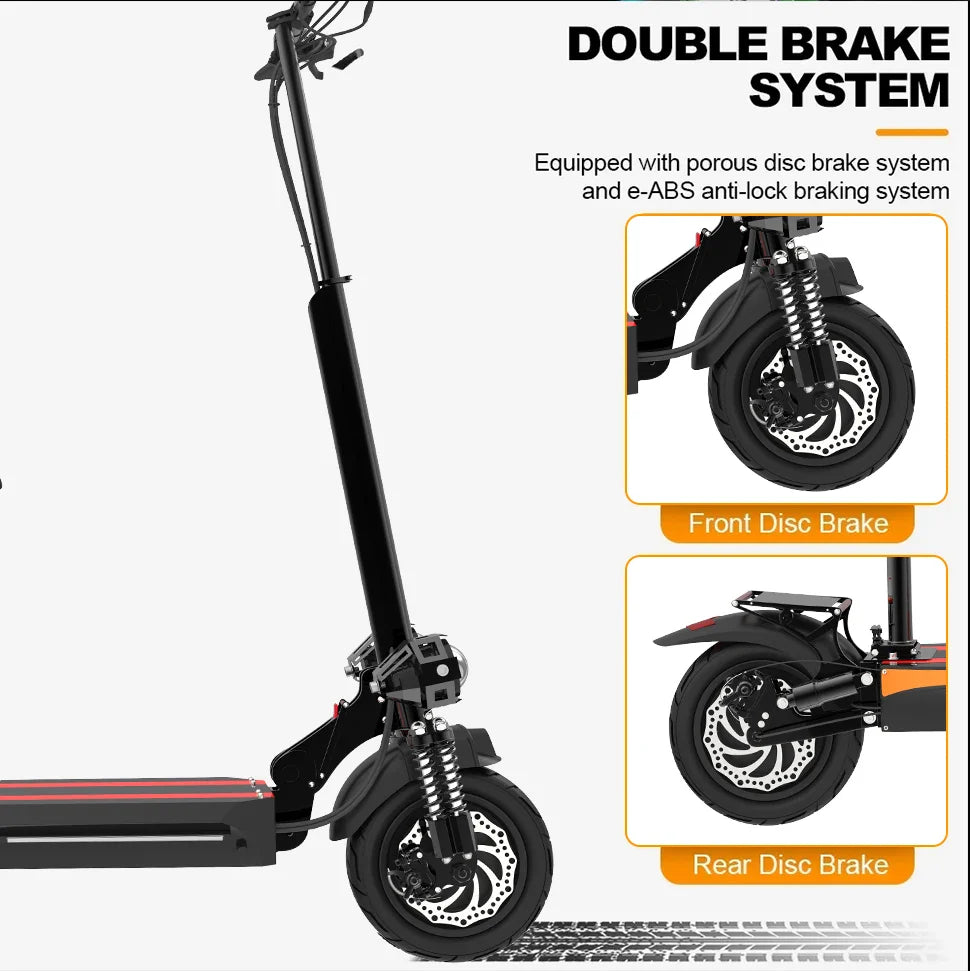 KTX-145875 Dual Motor Electric Scooter with 10-Inch Tires, 65km/h Speed, 75km Range, Foldable Design, Adjustable Seat