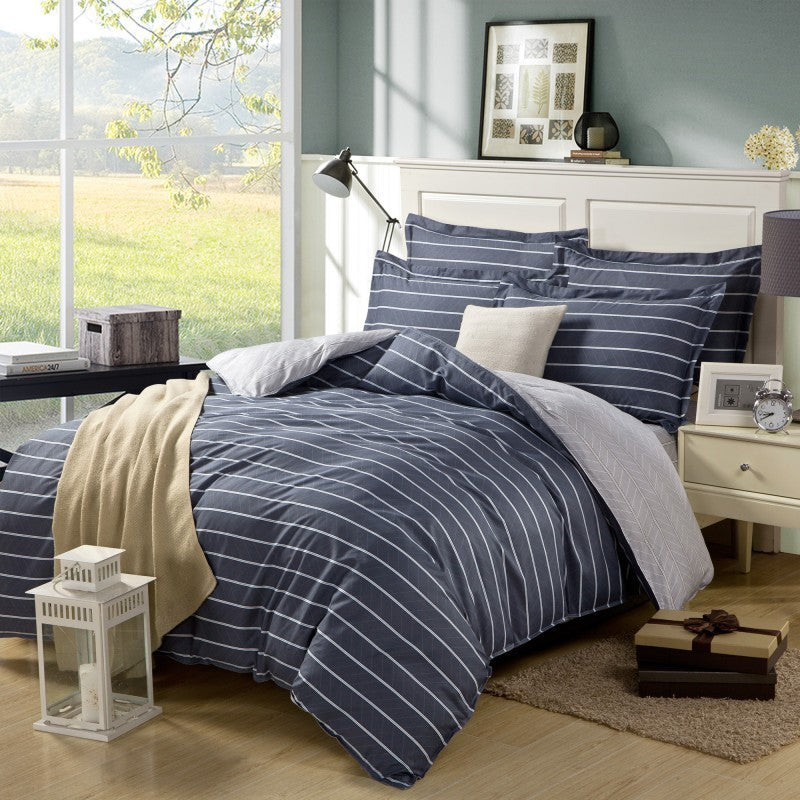 KTX-147603 Cotton Four-Piece Bedding Set with Various Sizes and Pillowcases