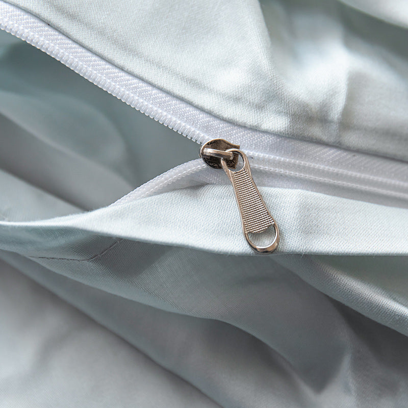 KTX-147987 Lyocell Fiber Four-Piece Bed Sheet Set with Embroidery and Lace, Solid Color