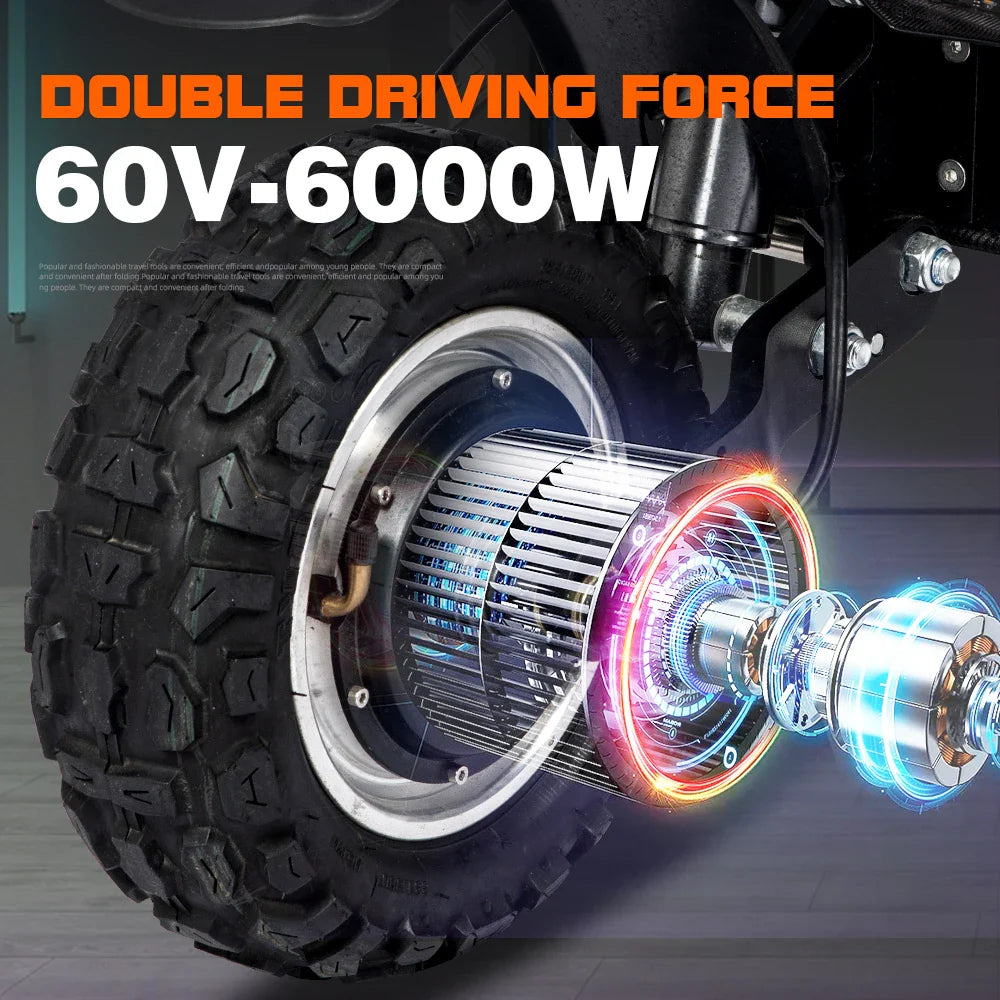 KTX-148179 Electric Folding Scooter with 11 Inch Fat Tires, Dual Motor, 80-85KM/H Max Speed, 90-100KM Range